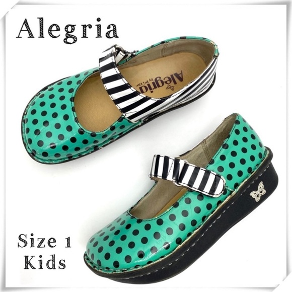 ALEGRIA Girls Poker Dots Color Block Clogs in Green & Black - Picture 1 of 10